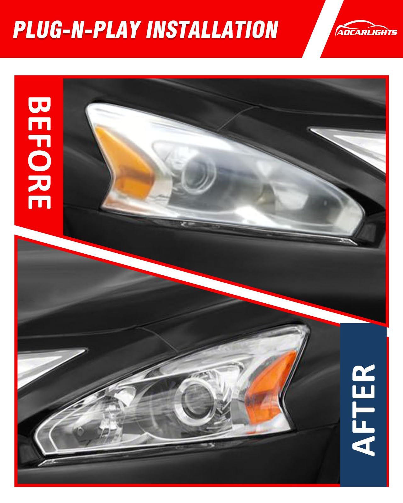 Headlight Set for Nissan Altima 2013-2015 Chrome