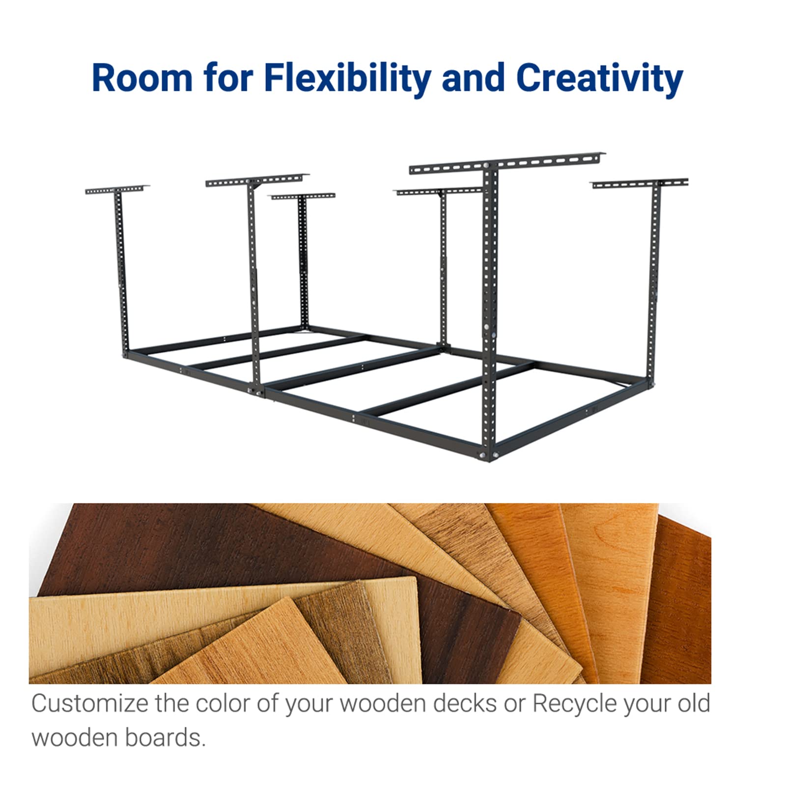 x8 Overhead Garage Storage Rack Ceiling-Mounted 600lbs Capacity Black - $78.00