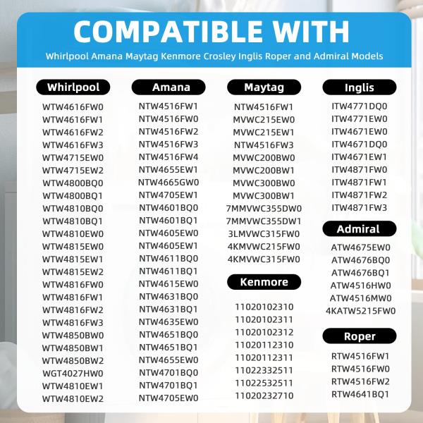 W10780045 WTW4816FW2 NTW4516FW2 NTW4605EW0 NTW4516FW1 WTW4800BQ1 Washer Suspension Rod Kit for Amana Whirlpool Kenmore WTW4800BQ0 RTW4516FW1 WTW4815EW0 NTW4516FW0 WTW4815EW1 WTW4816FW1 W10821951