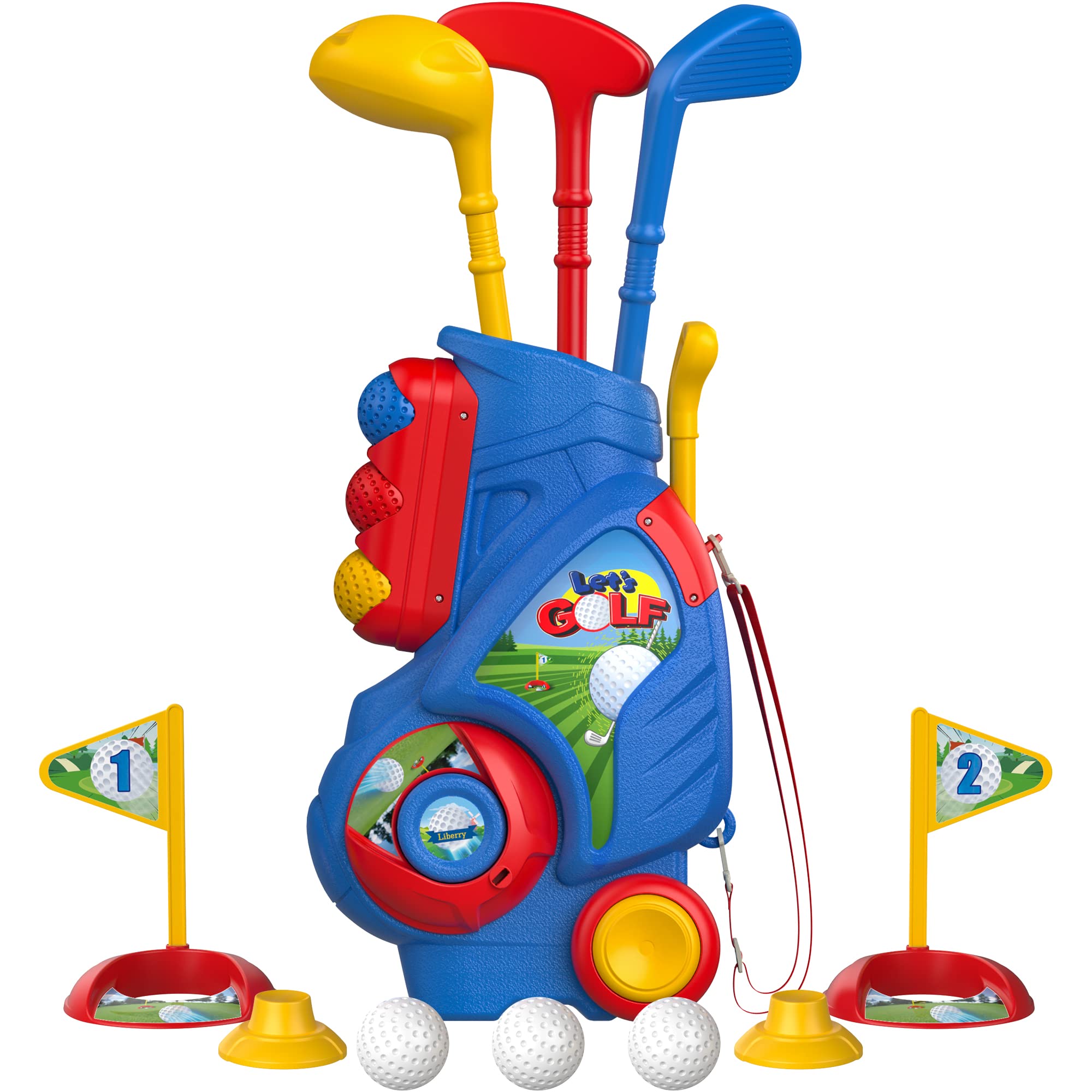 Kids Beginner Golf Set with Portable Caddy Blue