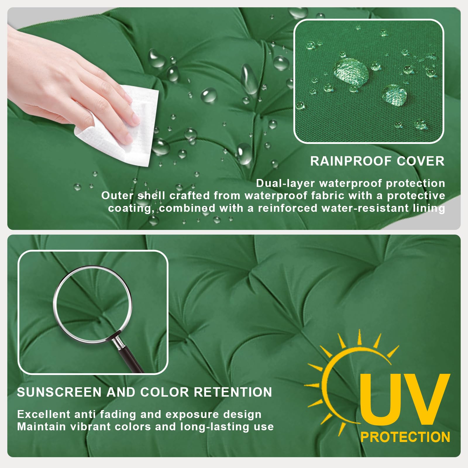 Open-Box New Yefound Waterproof Tufted 40 x 20 Bench Cushion Dark Grey Retail $30.00