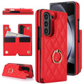 Red Samsung Galaxy Z Fold 5 Wallet Flip Case w Ring Card Holder Cash Slot  Kickstand