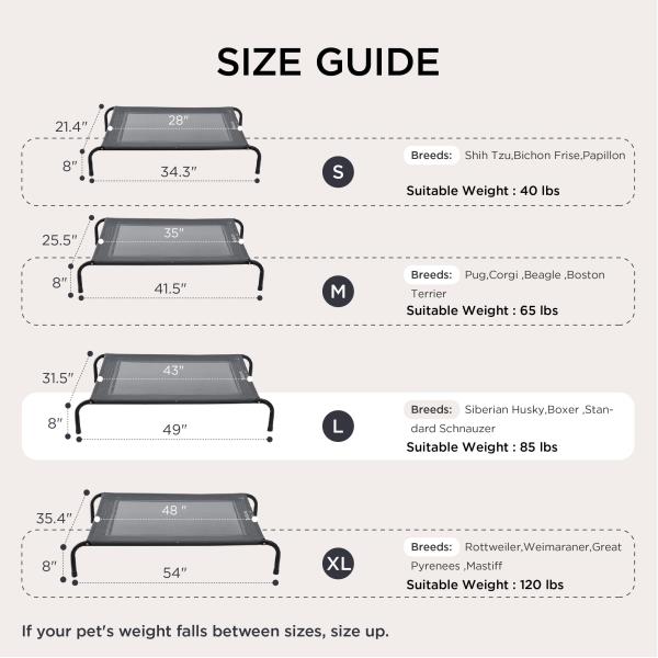 Elevated Cooling Dog Bed Large 49in Grey