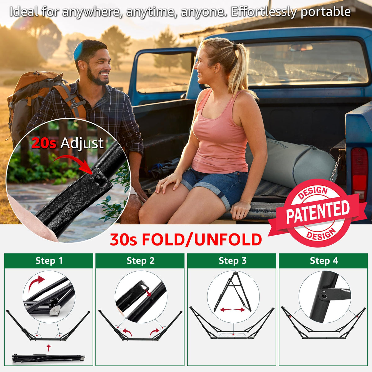 Unity Hammock with Stand 800 lbs Capacity Steel Double Hammock Sage 46 lbs