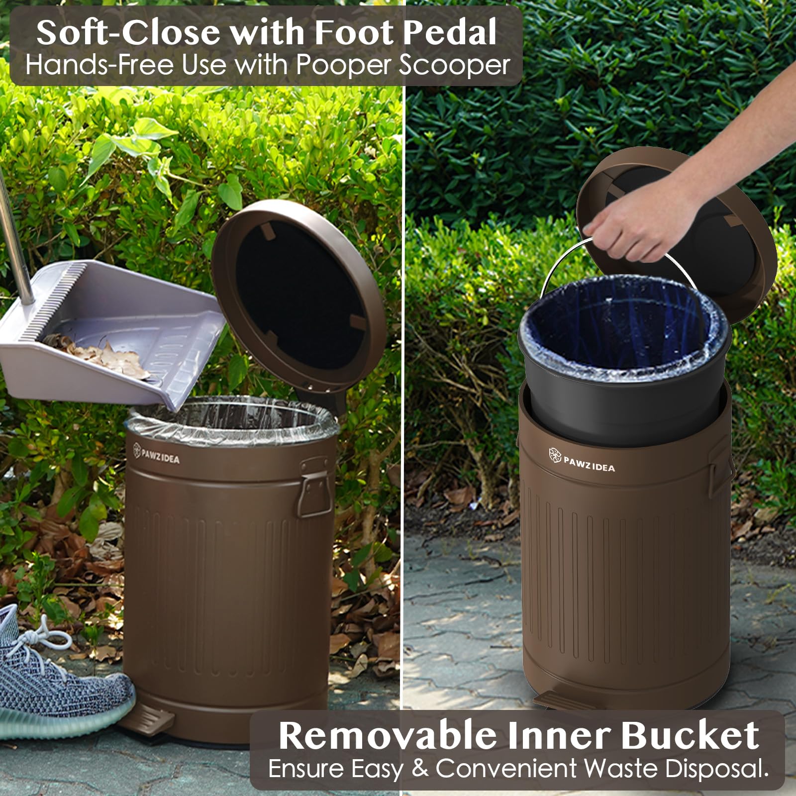 As-Is New PAWZIDEA 3.1 Gal Outdoor Odor Control Pet Waste Trash Can Retail $69.00