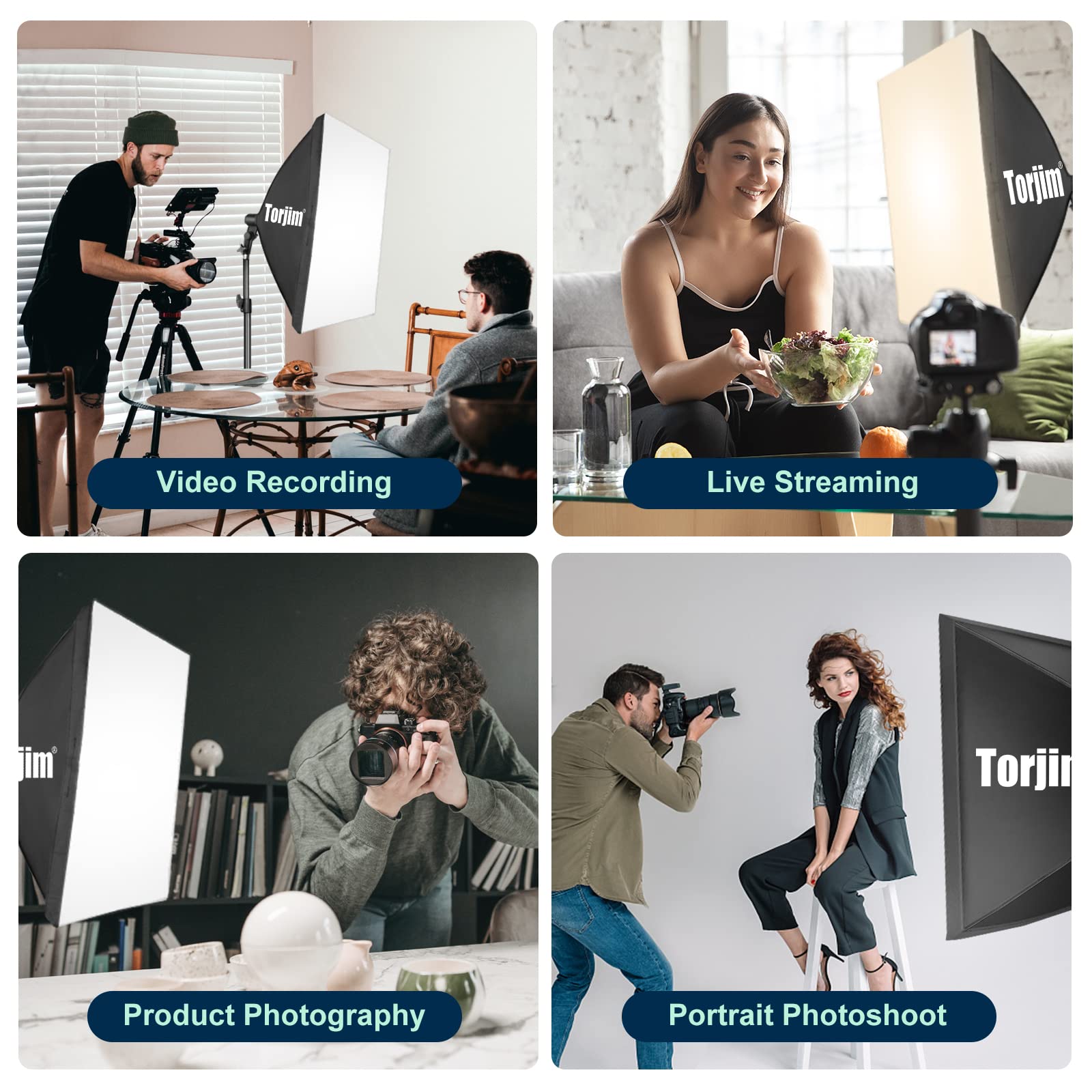 Open-Box New Torjim 2x 27 LED Softbox Photography Lighting Kit 3000-7500K.