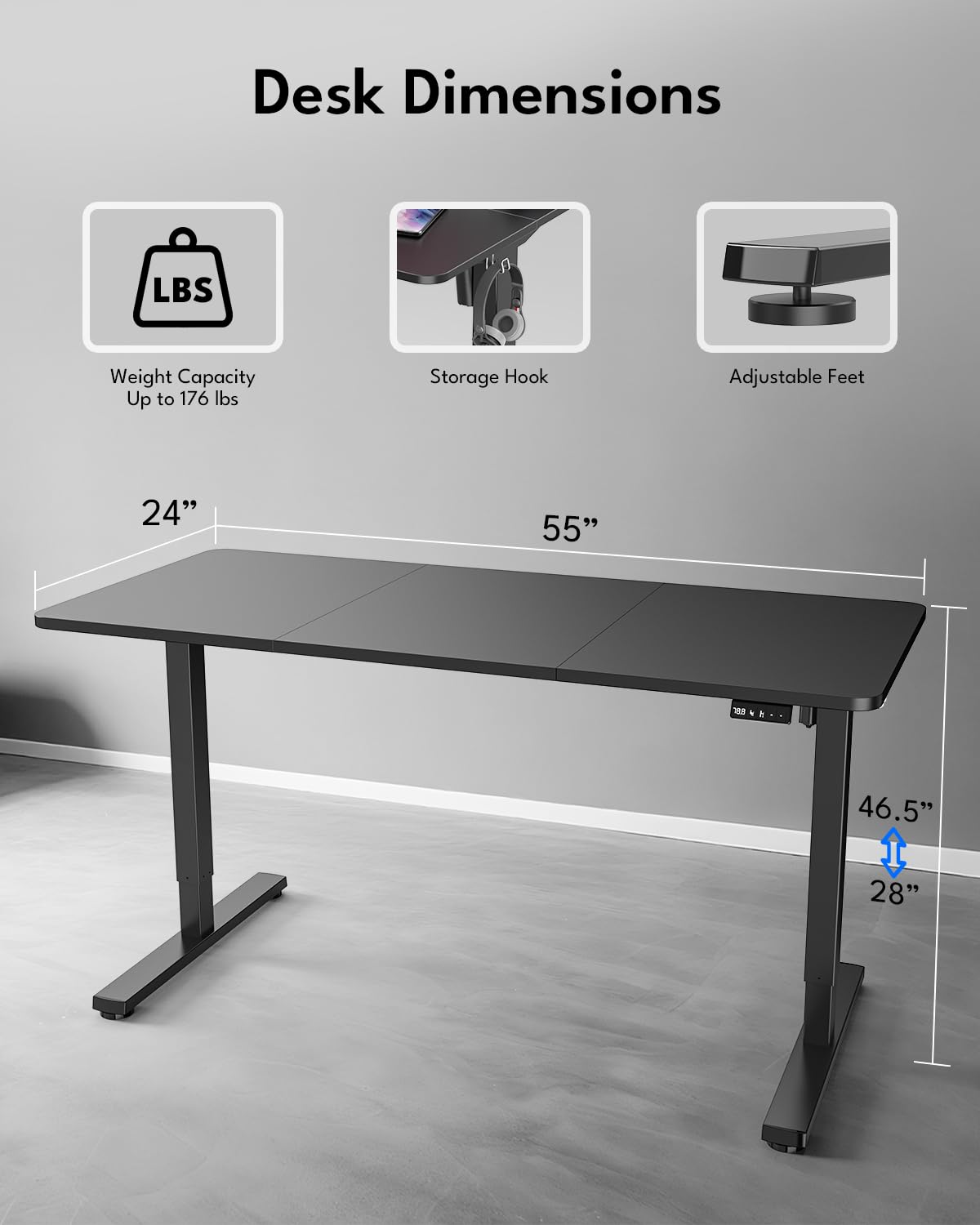 Open-Box New Zontera Electric Standing Desk - 55x24 Height Adjustable