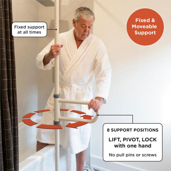 HEALTHCRAFT uPole with Pivot Bar 7-10 ft Transfer Pole (No-Drill Grab Bar) Retail $168.00