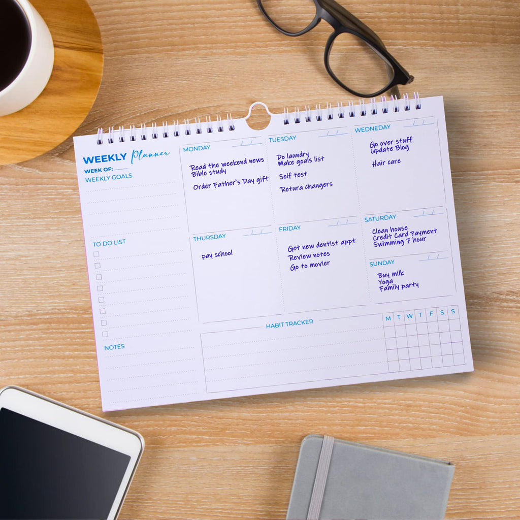 Weekly Planner Pad A4 Size 52 Sheets Spiral Tear Off Notepad Productivity Tracker Retail $12.00