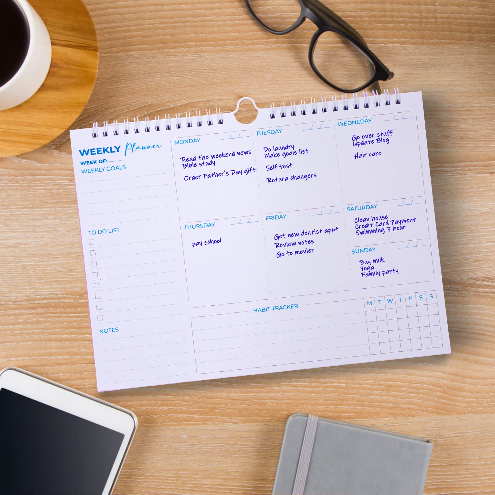 Weekly Planner Pad A4 Size 52 Sheets Spiral Tear Off Notepad Productivity Tracker Retail $12.00