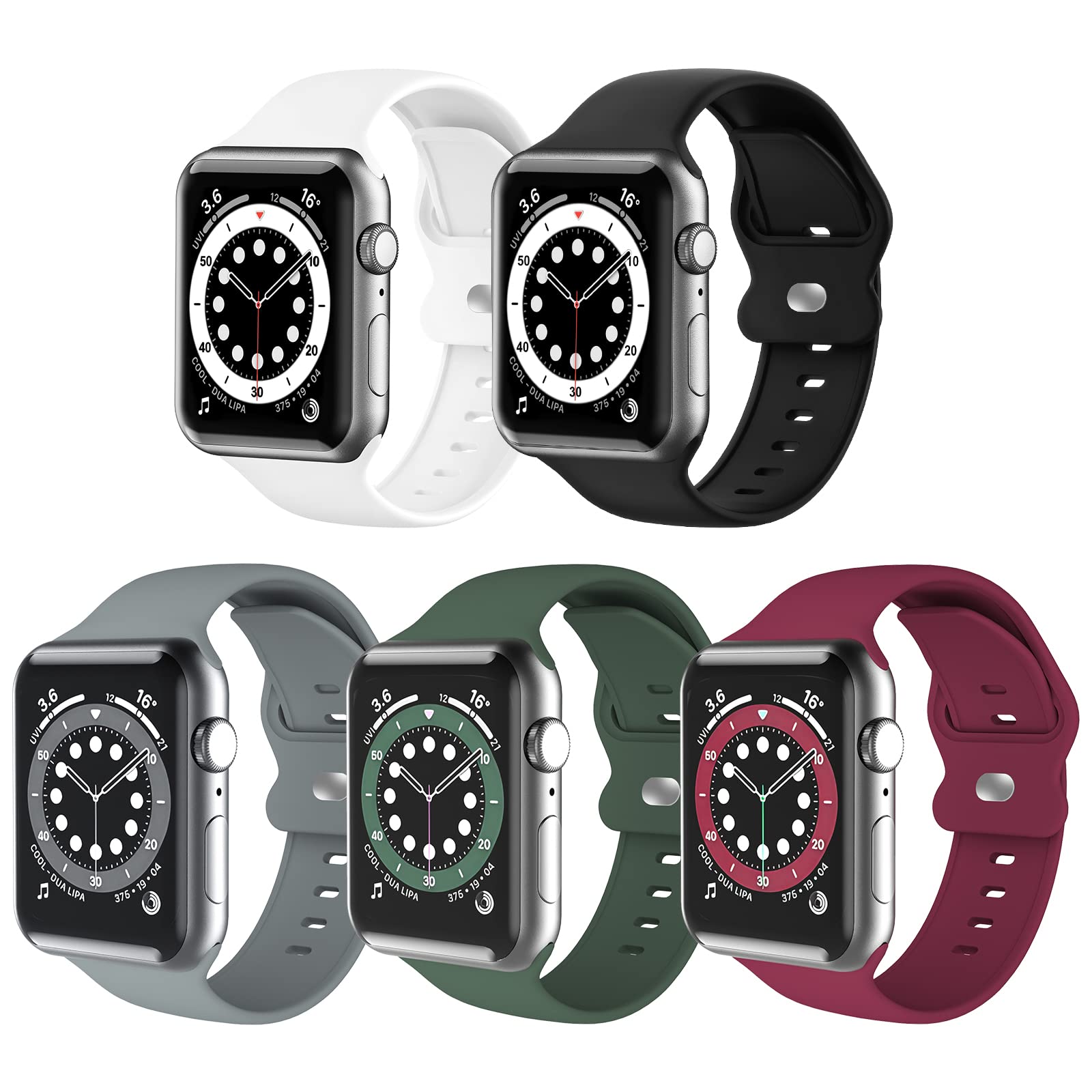 Pack Soft Silicone Sport Replacement Watch Strap for Apple iWatch SE Series 7654321 384041mm - Assorted Colors Retail $14.00