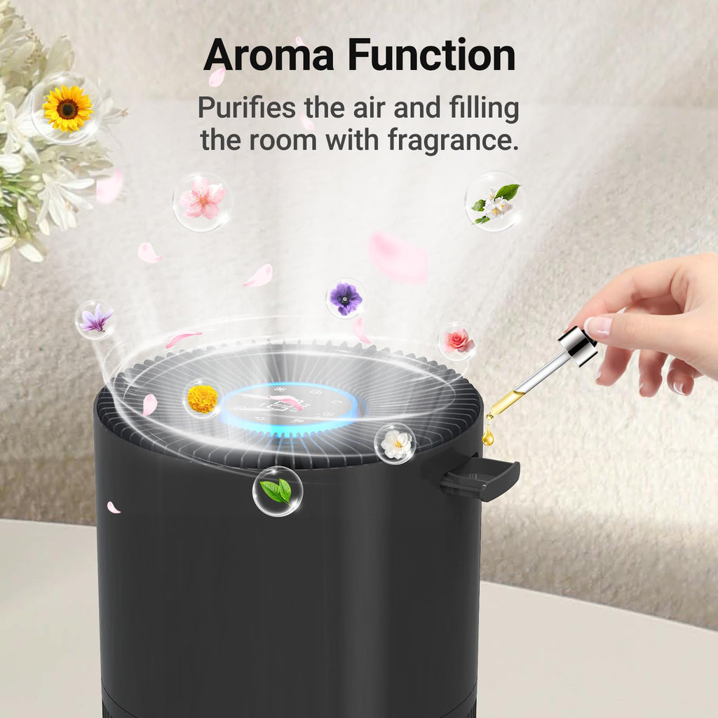 Black Portable H14 HEPA Aroma Air Purifier ZQA-6000A for 1650 sq ft