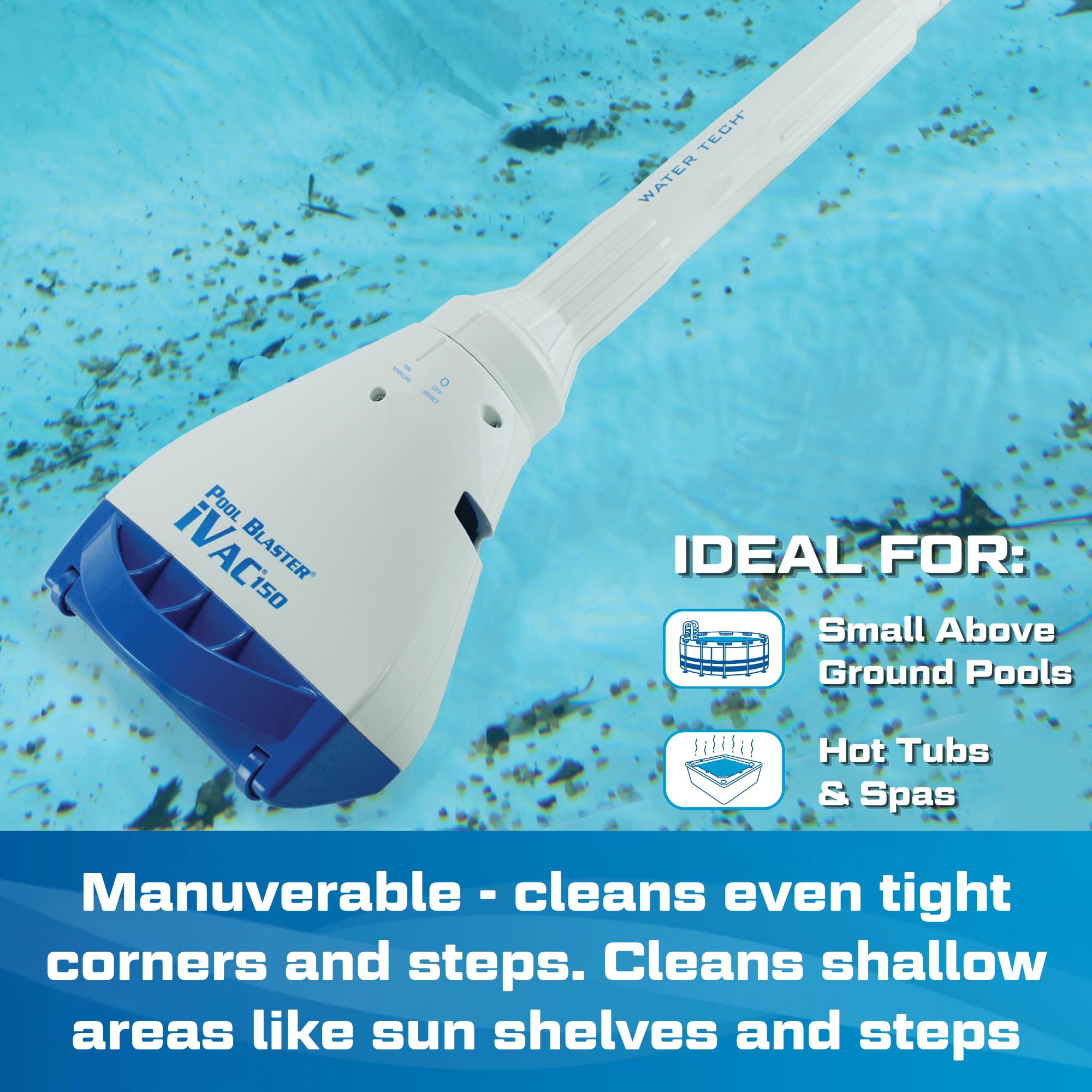Aqua Broom Sweep XL Cordless Rechargeable Pool  Spa Vacuum - Blue  Green 40 Min Run Time