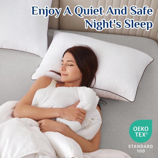 JOLLYVOGUE King Size Pillows Set of 4, Cooling and Firm King Pillows with Oeko-Tex Certified Down Alternative Filling for Side, Back, and Stomach Sleepers, Hotel Collection Retail $39.00
