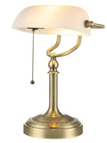 Open-Box New Newrays Glass Bankers Desk Lamp - Matted White-Green Bronze