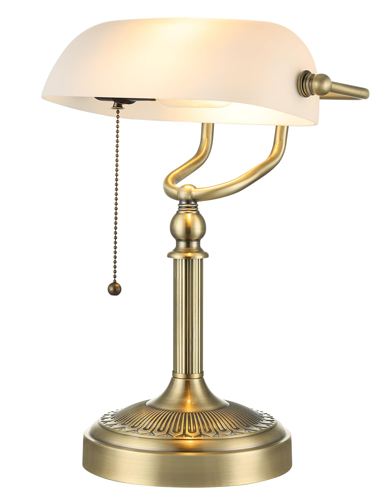 Open-Box New Newrays Glass Bankers Desk Lamp - Matted White-Green Bronze
