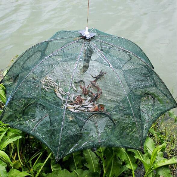 -Pack Foldable Green Fishing Bait Trap Cast Net Cage w18ft Nylon Rope