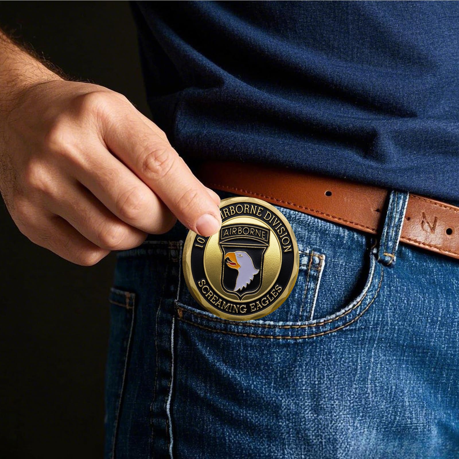 101st Airborne Division Challenge Coin – United States Army Screaming Eagles Coin – Gold-Plated Military Collectible – 3D Double-Sided Design – Eagle Crest Air Assault Division Token – Veteran Gift