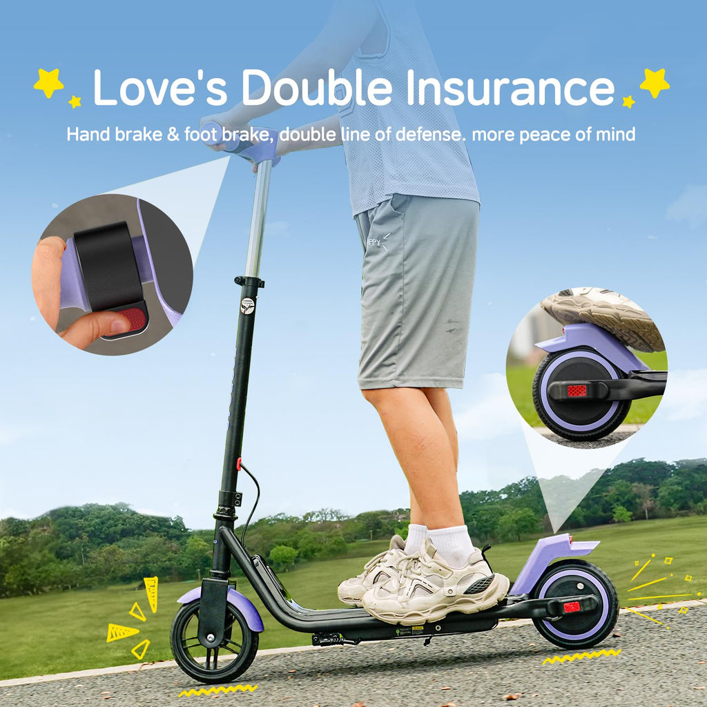 Kids Electric Scooter Black Adjustable Height LED Lights