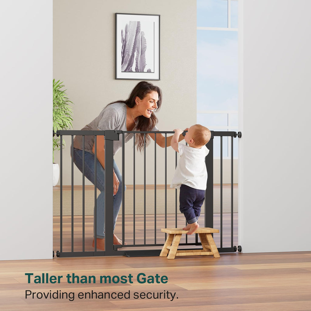 Extra Tall Baby Gate Adjustable 29.7-48 Wide Pressure Mounted Black