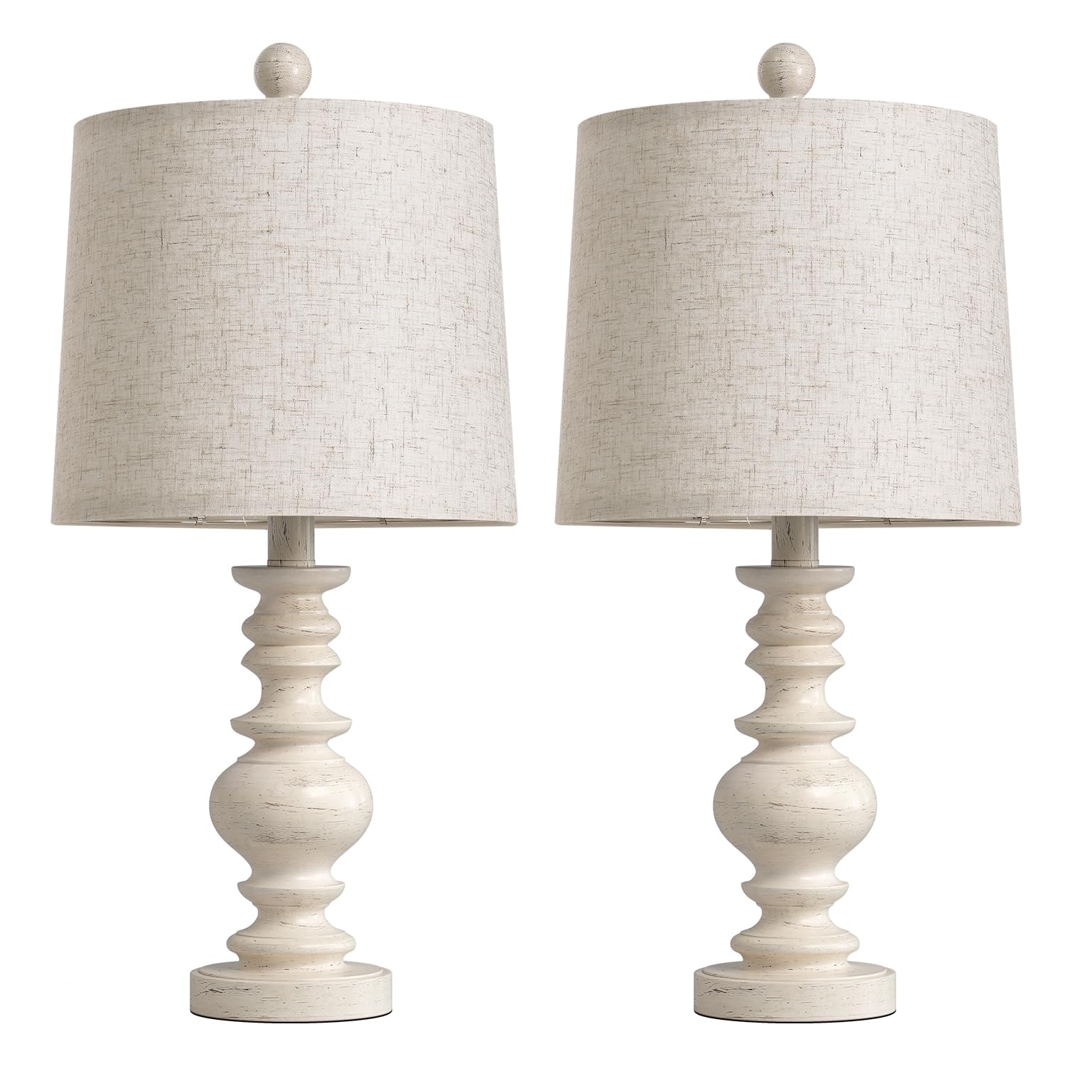 Open-Box New BOBOMOMO Tradition Rustic 20.5 Table Lamp Set of 2 with Linen Shade - Antique White.