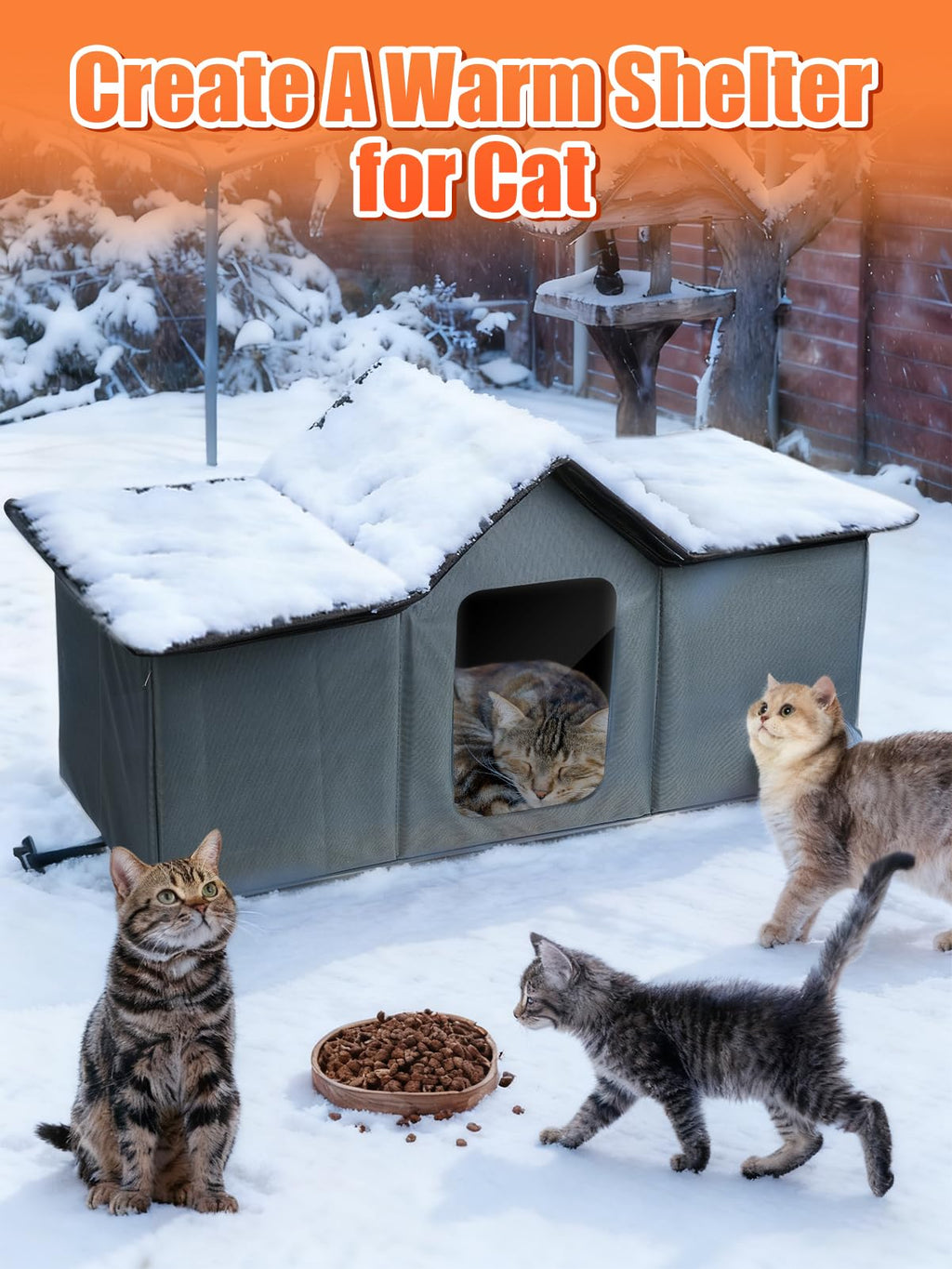 Open-Box New MEWTOGO X-Large Outdoor Heated Cat House w Heating Pad