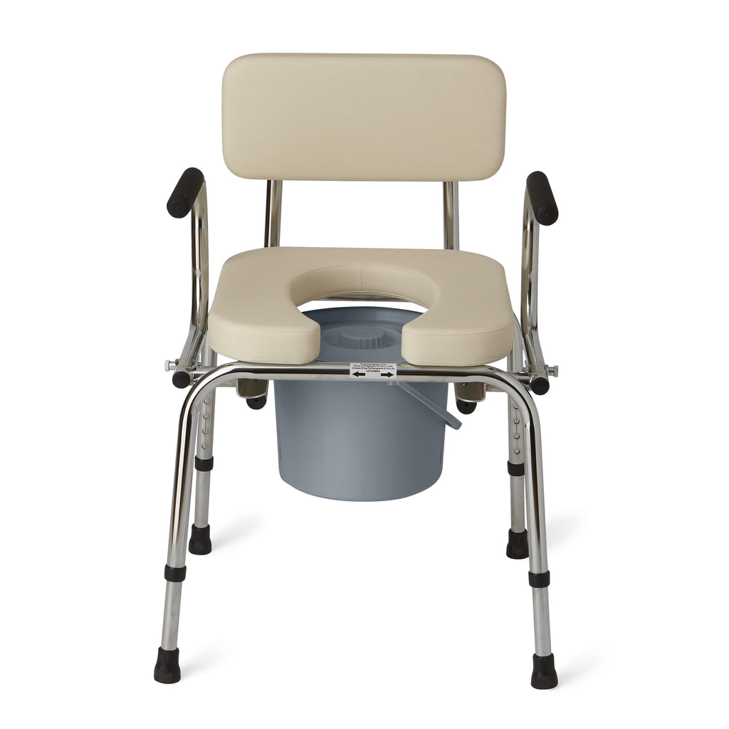 Medline Drop-Arm Bedside Commode - Padded 350 lb Capacity White