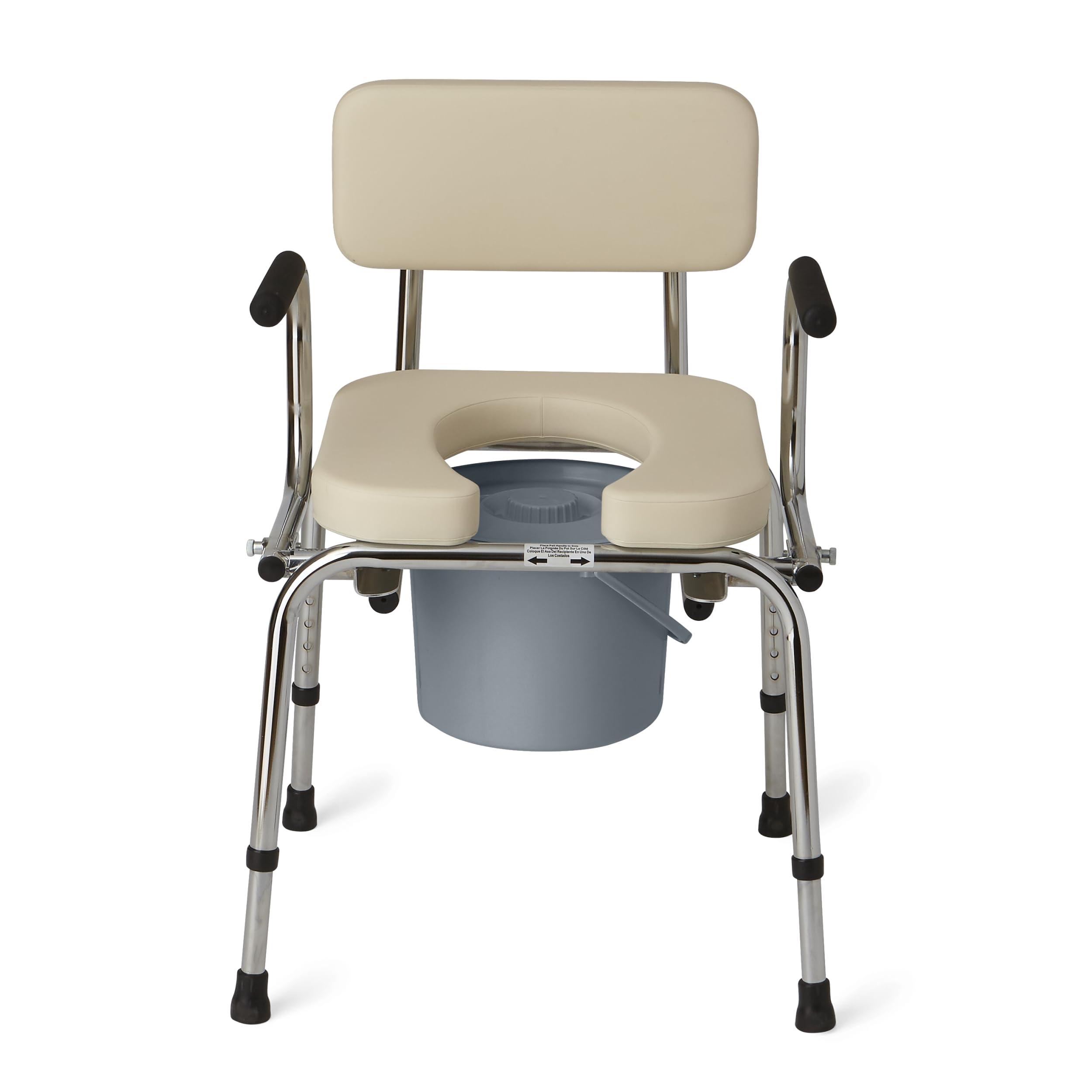 Medline Drop-Arm Bedside Commode - Padded 350 lb Capacity White