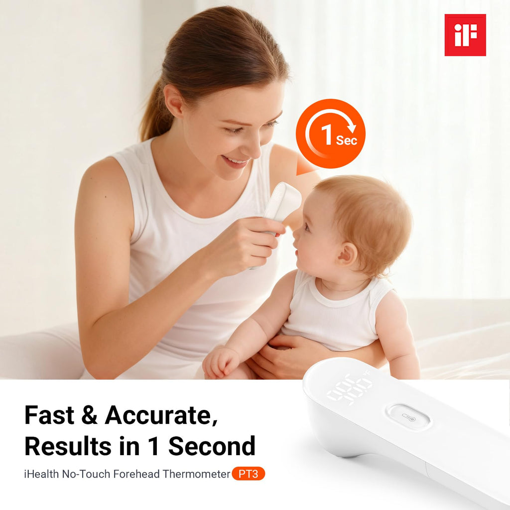 No-Touch Forehead Thermometer PT3 White for Adults Kids Babies Retail $22.00