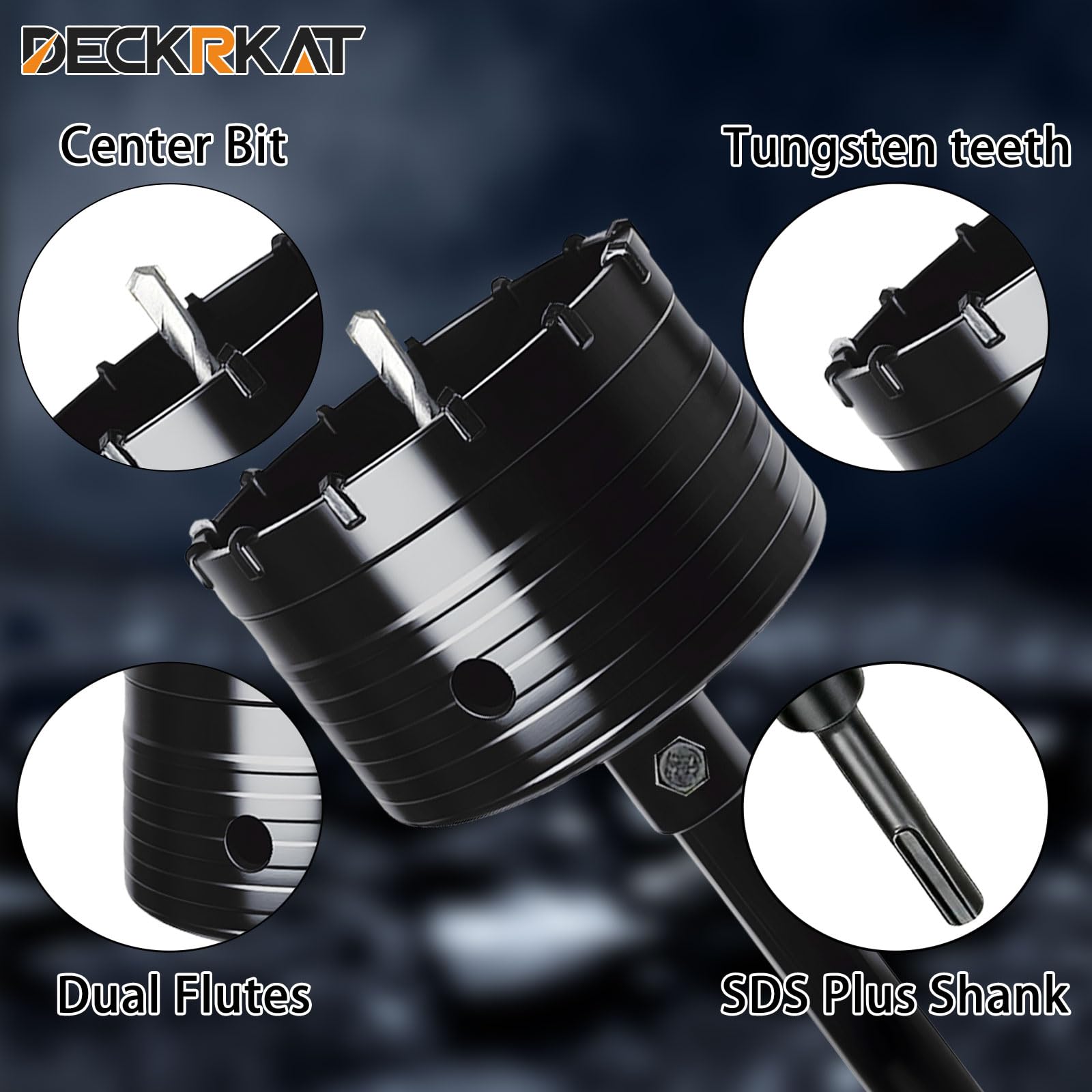 Black Hole Saw Kit for Concrete Brick Masonry with SDS Plus