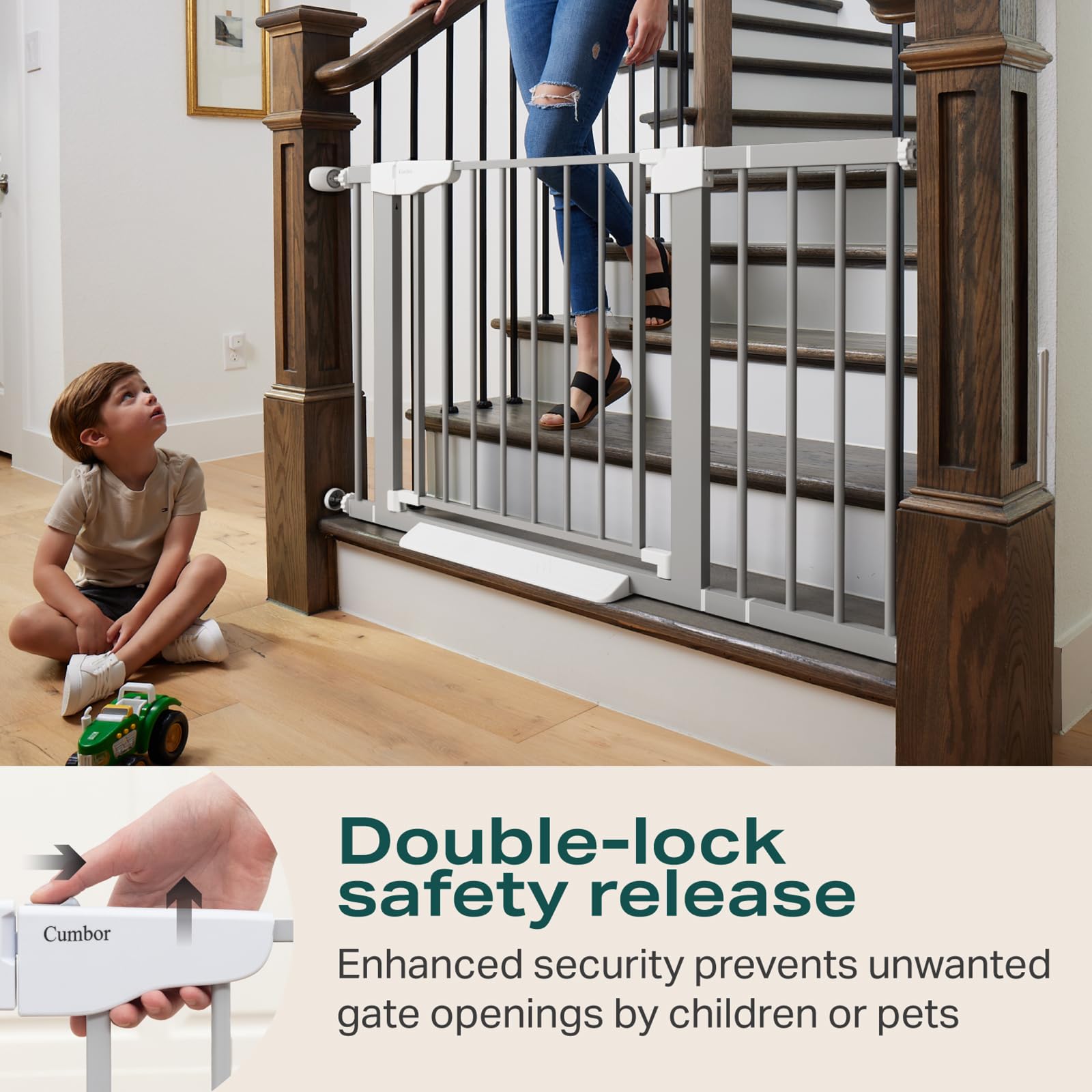 Gray Auto-Close Pressure Mounted Indoor Safety Gate 30.5 H 30-46 W