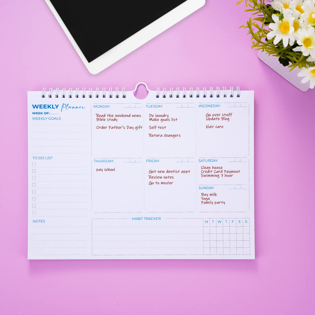 Weekly Planner Pad A4 Size 52 Sheets Spiral Tear Off Notepad Productivity Tracker Retail $12.00