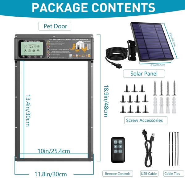 Automatic Pet Door Radar Timer  Light Sensor Solar  USB Durable Aluminum 1013 Black