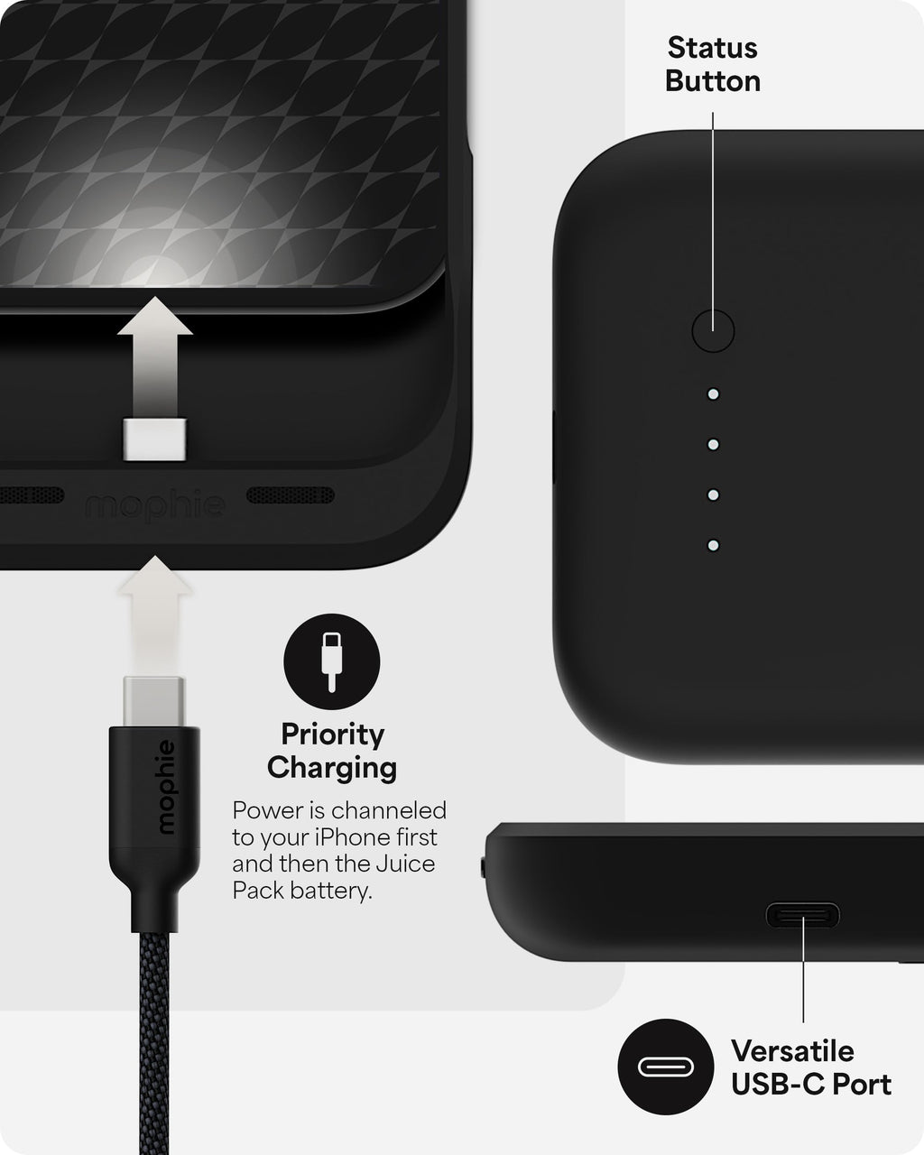 Mophie Juice Pack Battery Case for iPhone 16 Pro - Slim Magnetic Black