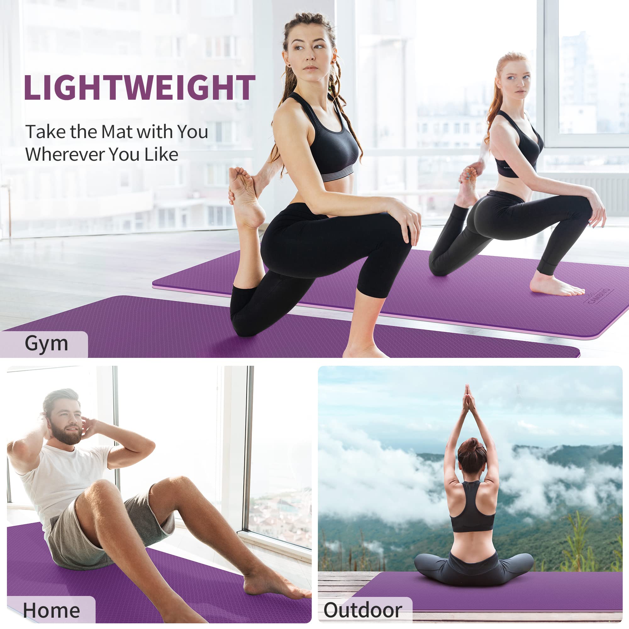CAMBIVO Yoga Mat 72x32 6mm