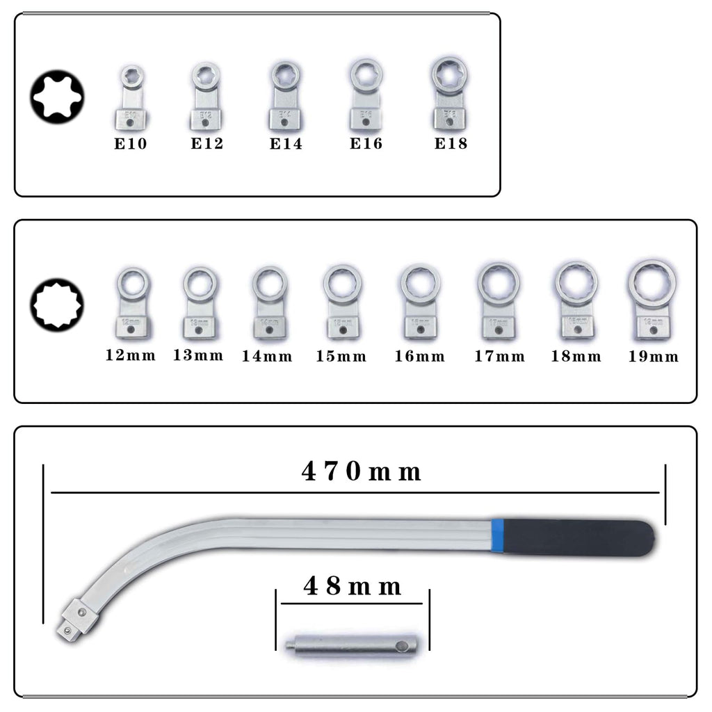 -Piece Auxiliary Idler Belt Tensioner Pulley Tool Kit Serpentine Timing Belt Wrench