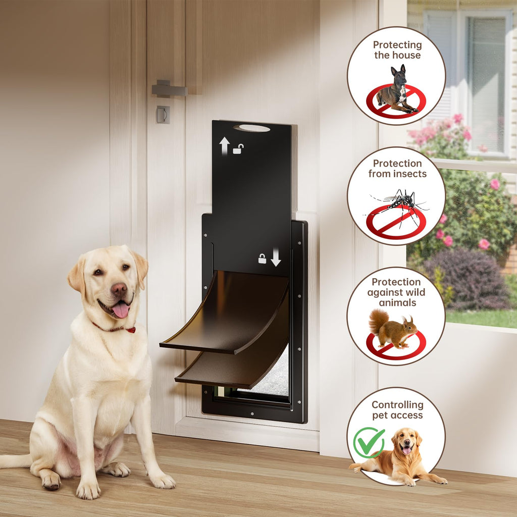 Open-Box New PETCOMING Large Plastic Dog Door w Double Magnetic Flaps for 100lb Pets Retail $59.99