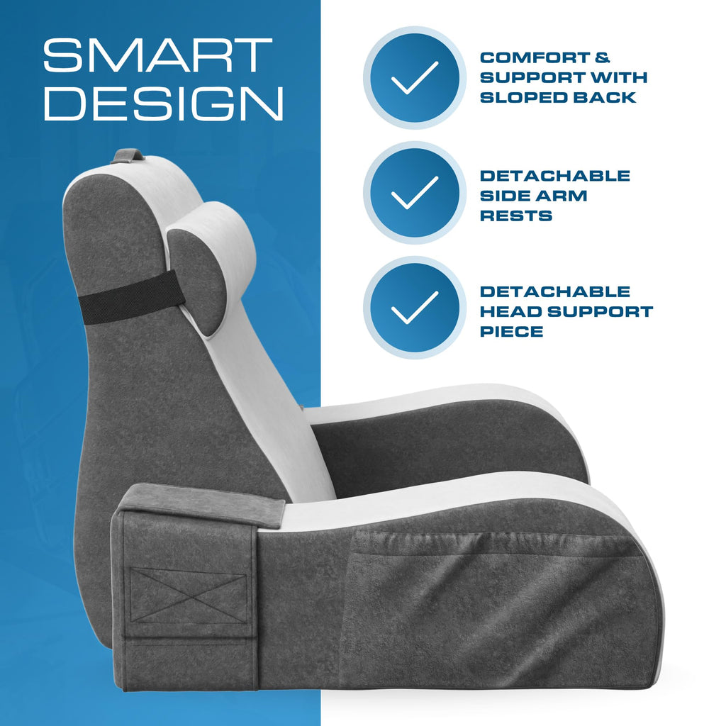 Kolbs Bed Wedge Pillow for Sleep Apnea, Acid Reflux, and Back Pain Relief, with Chic Jacquard Cover - Headboard Wedges for Sleeping (19" Wedge Reading - Grey) Retail $47.00