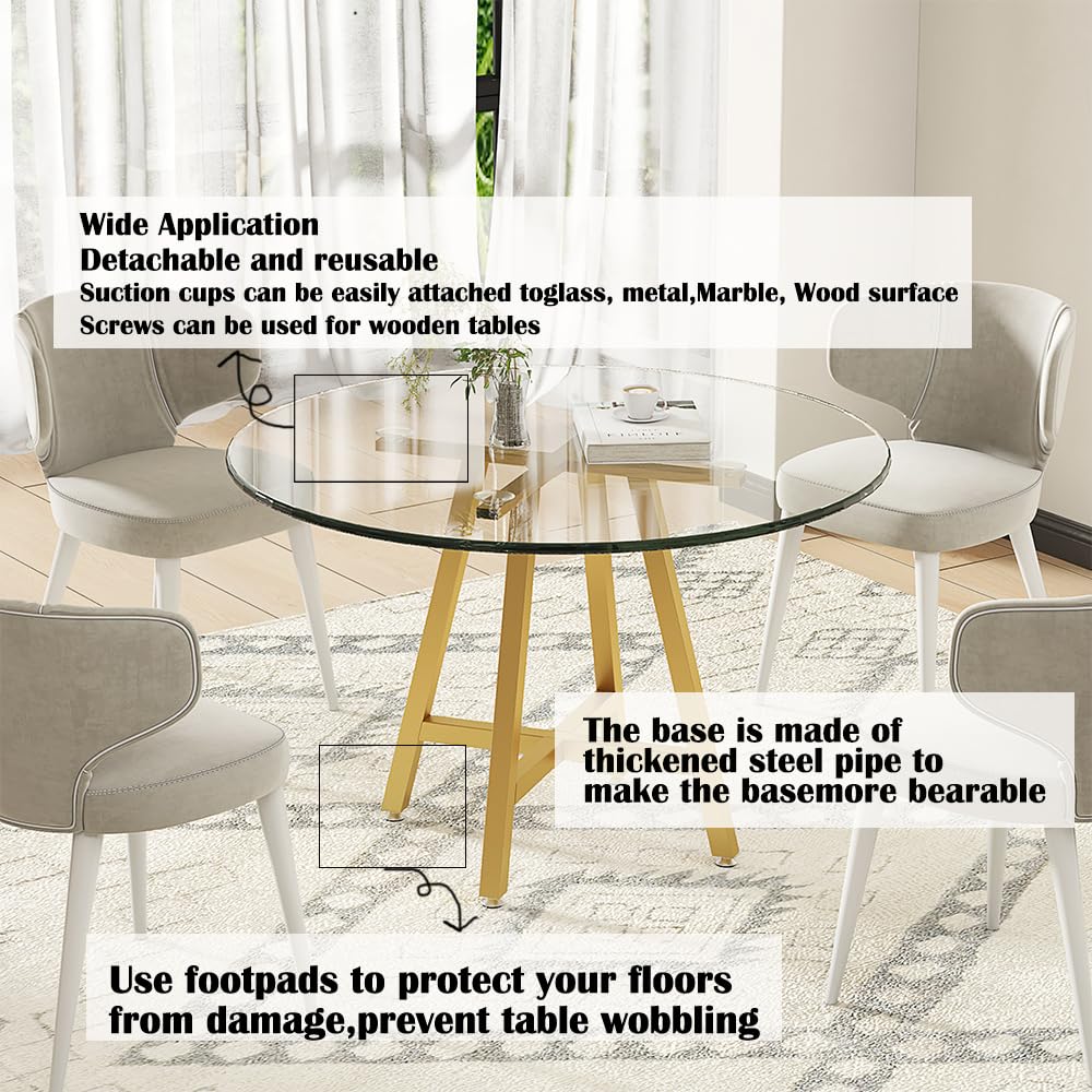 Gold 28 H Metal X-Shape Heavy Duty Table Base with Suction Cups for Glass Wood Marble Tops