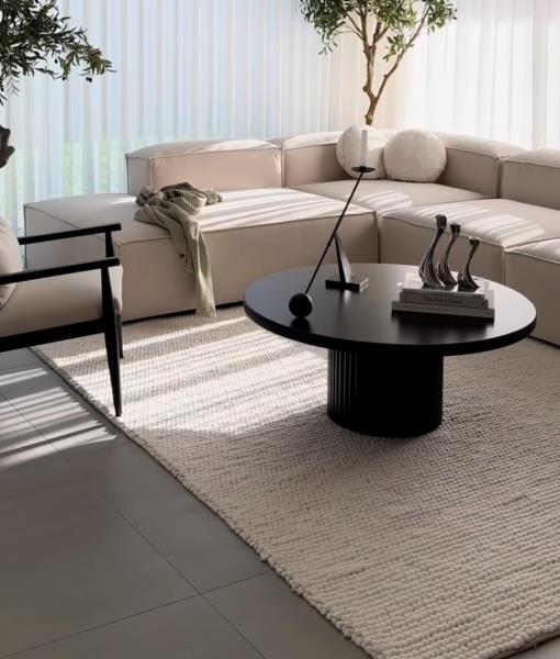 Scandilivin Homes 100% Wool Hand Woven Knit Popcorn Rug (6'x9' - Ivory) Retail $234.00