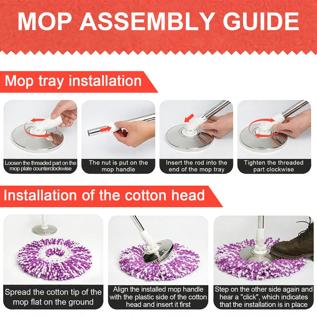 Open-Box New Midremer Extendable 49-inch Stainless Steel Spin Mop Handle Replacement Retail $28.00