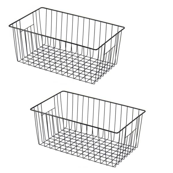 16in L x 12in W x 6in H Deep Metal Wire Freezer Storage Organizer Baskets 2-Pack