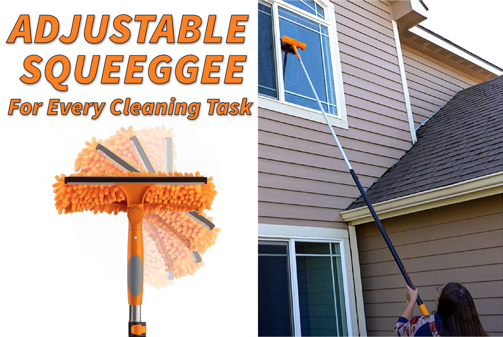 30 Foot High Reach Duster Kit with 5-24 ft Extension Pole // High Ceiling Dusting and Window Cleaning Kit with Telescopic Pole // Window Washer & Squeegee, Cobweb Duster, Fan Blade and Feather Duster Retail $99.00