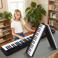 Portable Foldable 88-Key Semi-Weighted Digital Piano Black