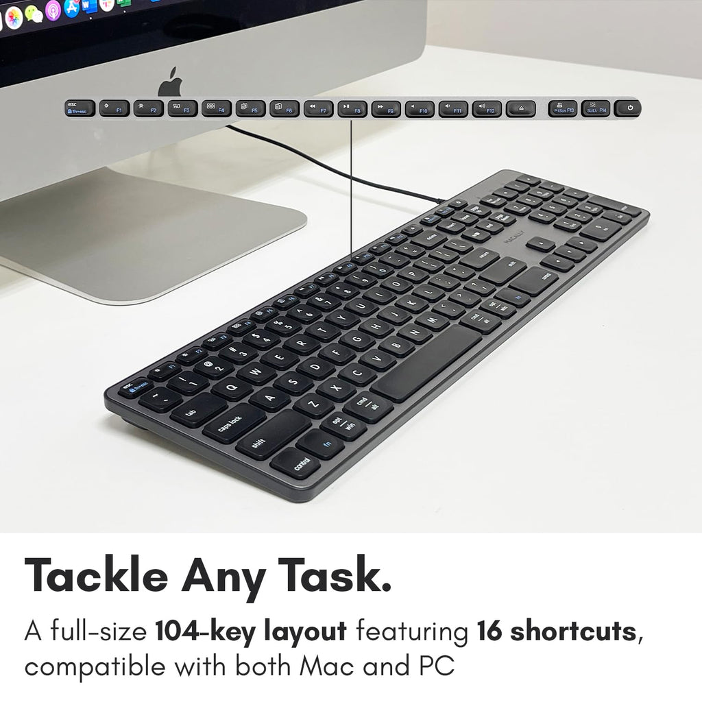 Open-Box New Macally Wired USB C Keyboard with 3 USB Ports for MacPC - Computer Keyboard Retail $69.00