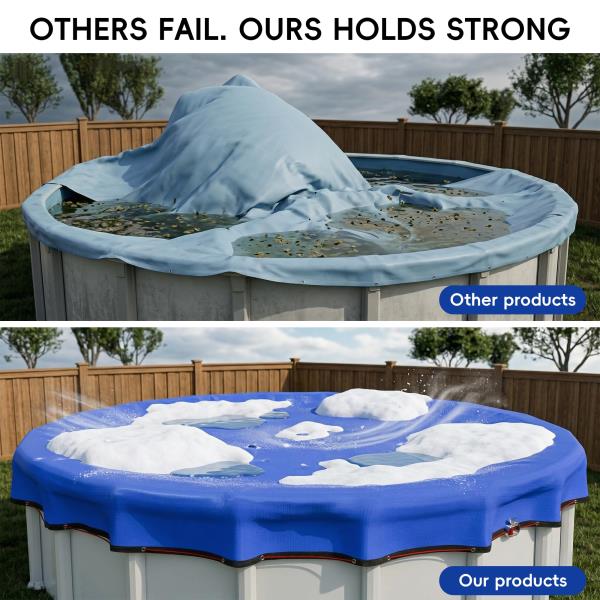 Ultra-Thick 28FT Pool Cover for Above Ground Pools with 4FT Overlap