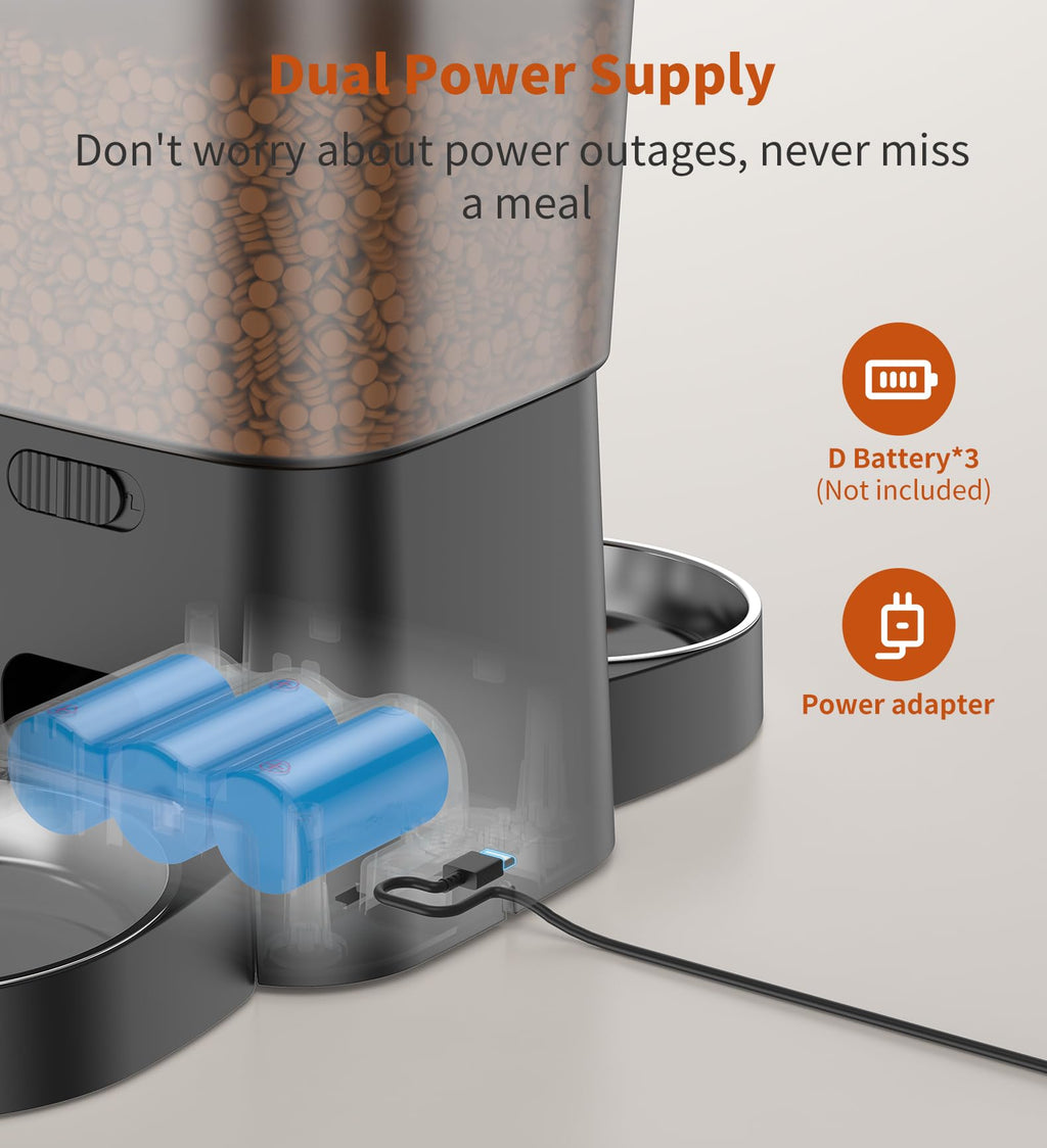 New As-Is HoneyGuaridan 3.5L Auto Cat Feeder w Double Bowls  Programmable Meals Retail $59.00