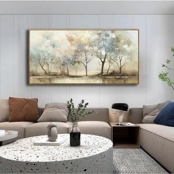 Abstract Wall Art Retro Trees Canvas Painting 30x60 Inch