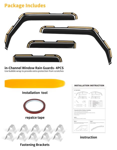 Saleago Window Rain Guards for Jeep Wrangler JLGladiator Black $52.00