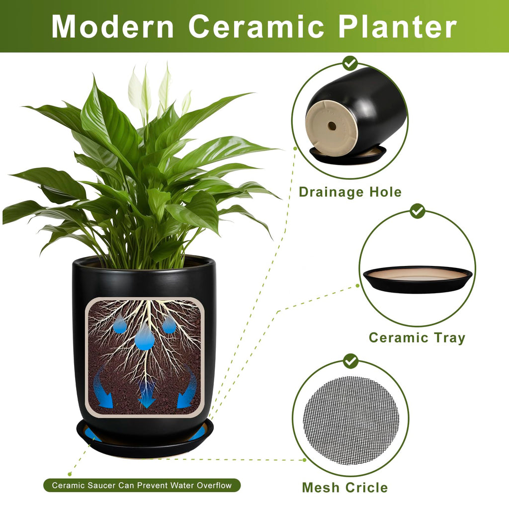 Bright Yellow 12 Inch Ceramic Plant Pot with Drainage Hole Retail $109.00